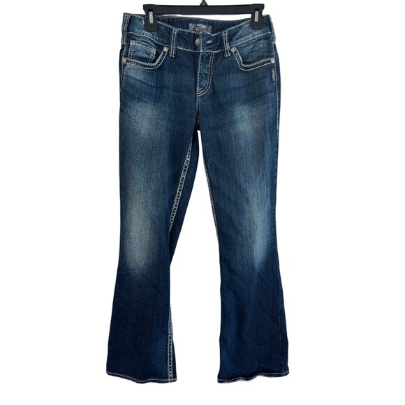 Silver Jeans Co. Suki Mid Rise Bootcut Jeans W29/L32 Stretch Denim Dark Wash - Picture 2 of 9